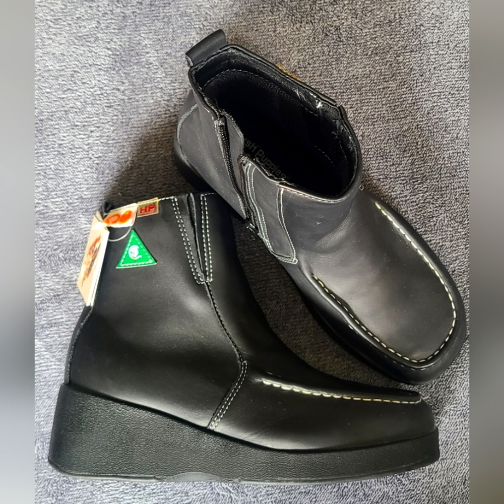 Hush Puppies Womens Size 5 H95099 Black Steel Toe Safety Boots NEW